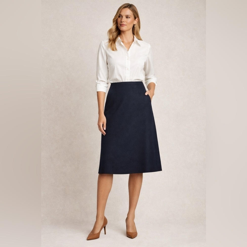 Pendleton USA Navy Virgin Wool A-line skirt Career Classic Minimalist Size 10
